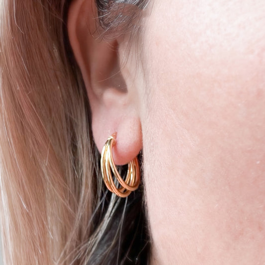 Triple Hoop Earrings 10K Yellow Gold