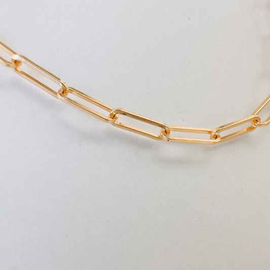 14K Solid Yellow Gold Paper Clip Link Chain