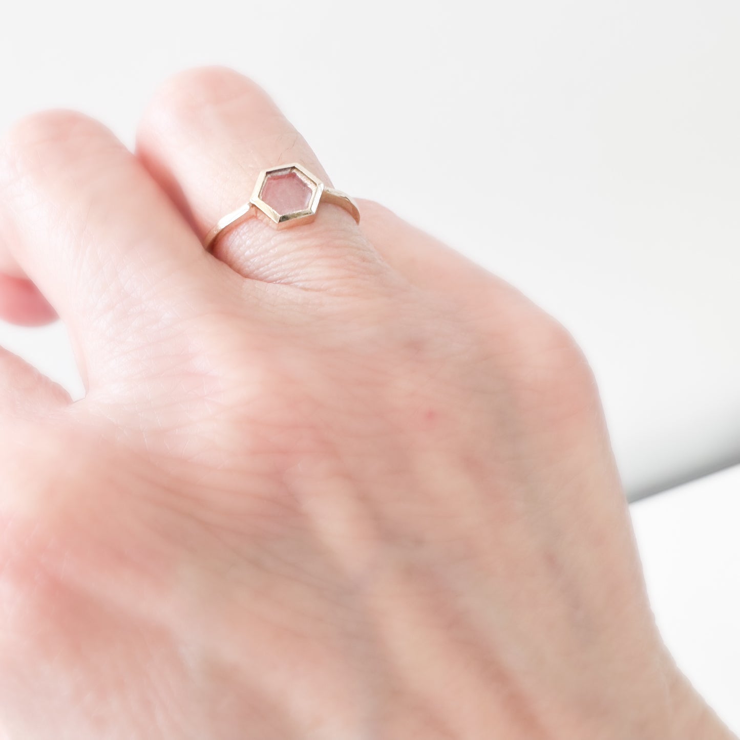 10K Solid Gold Hexagon Ring
