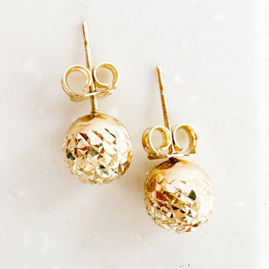 14K Yellow Gold Ball Stud Earrings