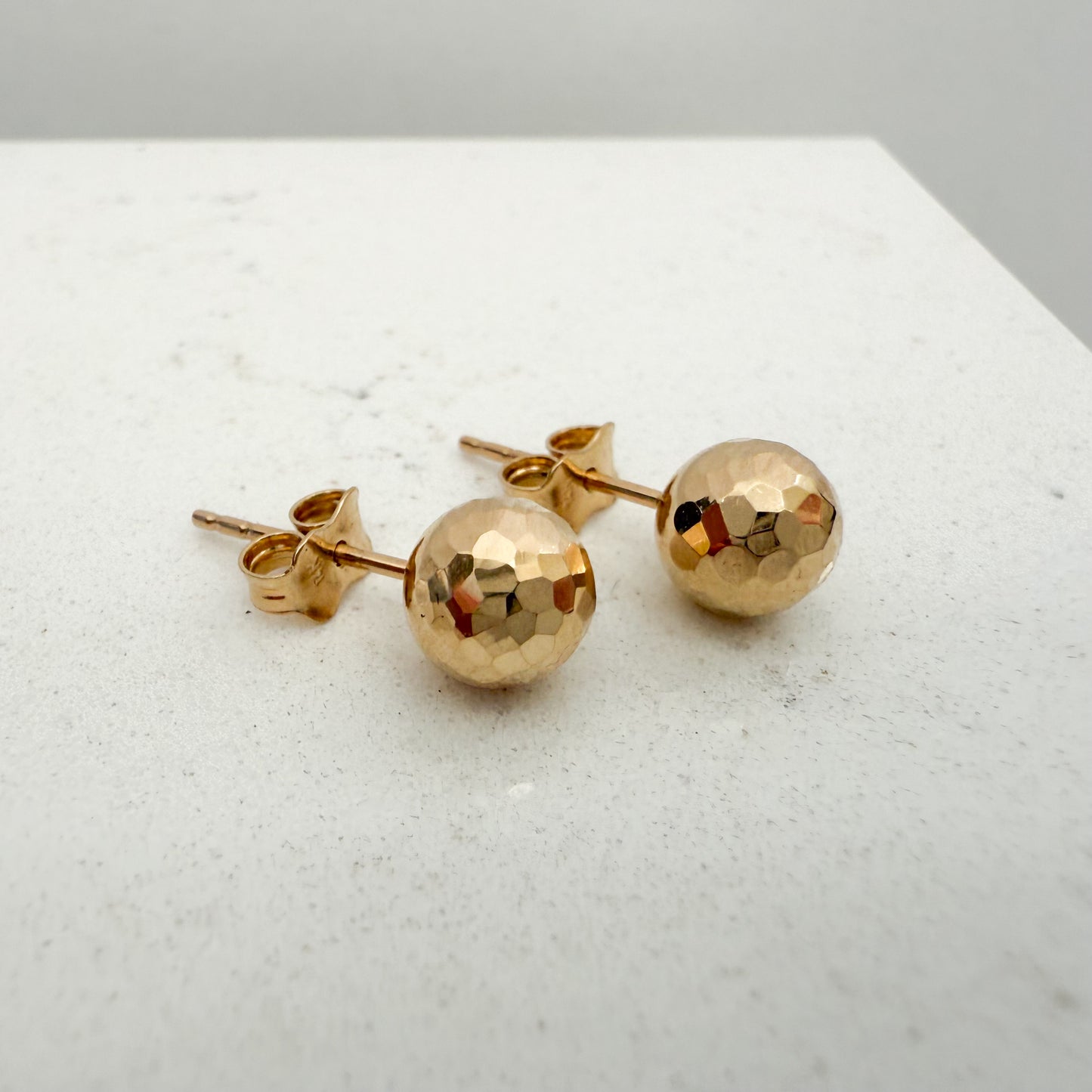 14K Yellow Gold Ball Stud Earrings