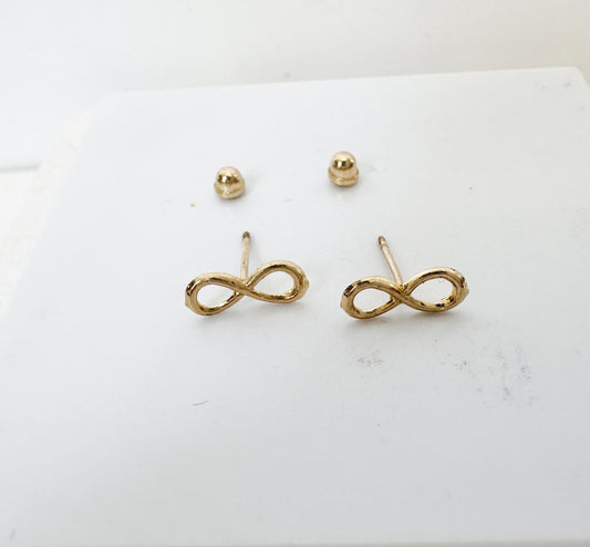 10K Yellow Gold Infinity Stud Earrings