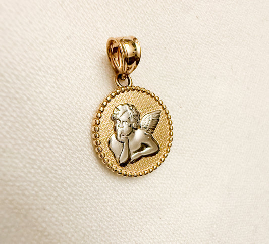 14k Yellow Gold  Guardian Angel Pendant