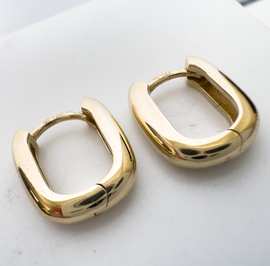 14K Paper Clip Huggie Hoop Earrings