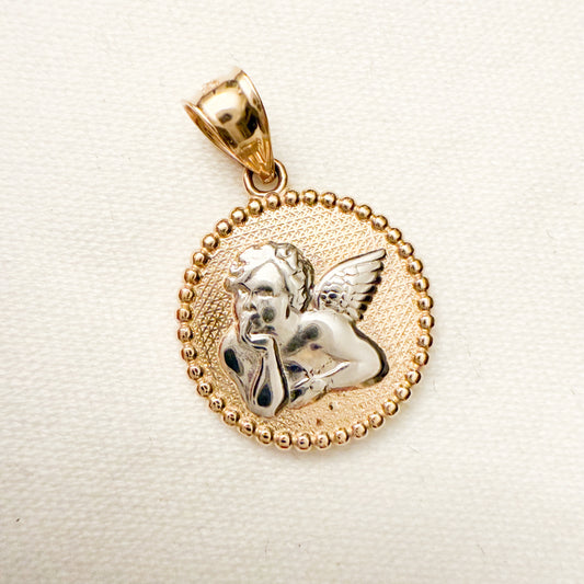 14k Yellow Gold  Guardian Angel Pendant