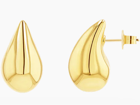 14K Puff Rain Drop Earrings