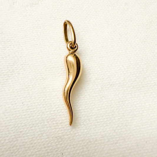 14k Yellow Gold Italian Horn Charm