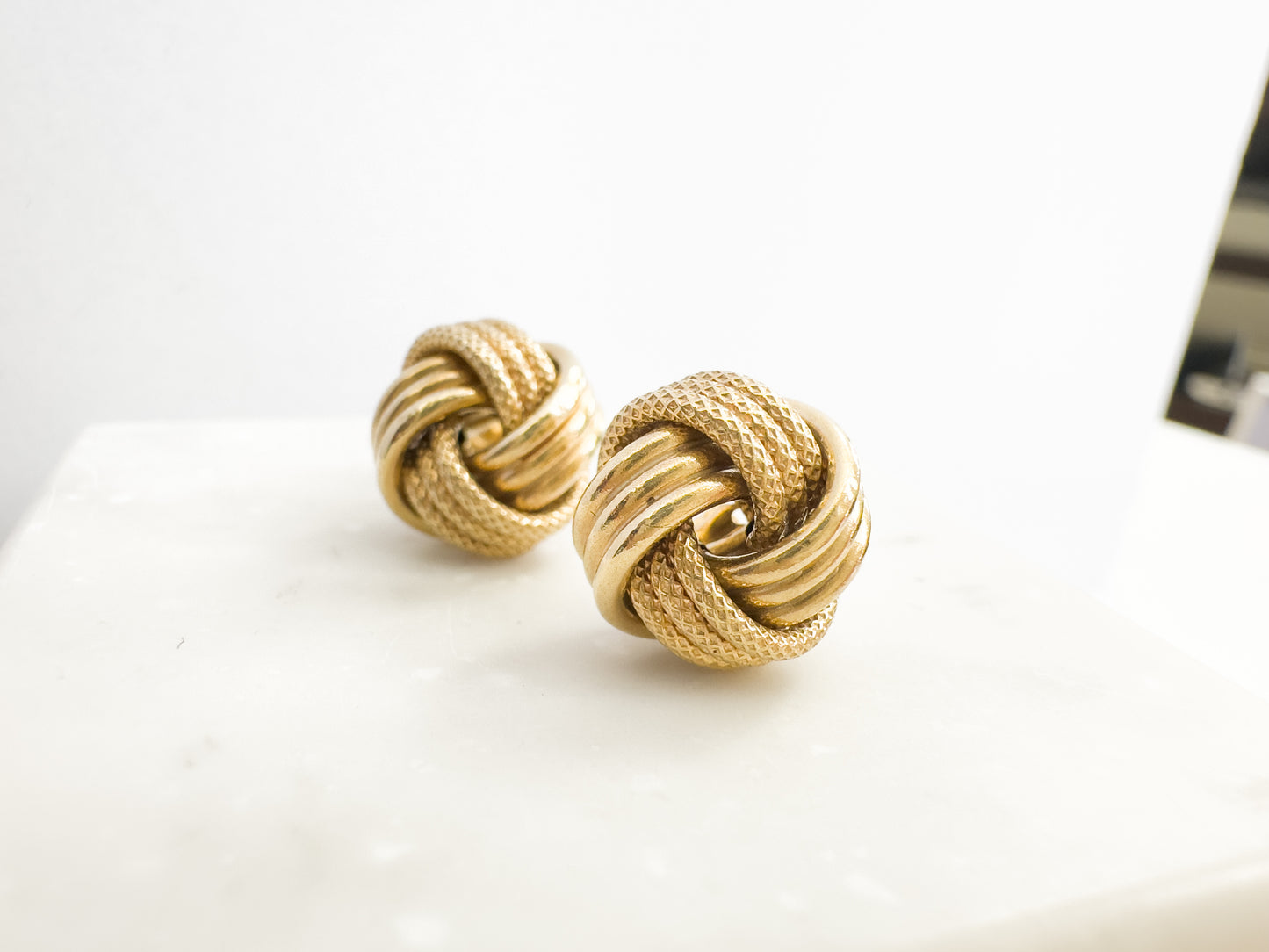 Love Knot Stud Earrings with Friction Backs 14K Yellow Gold