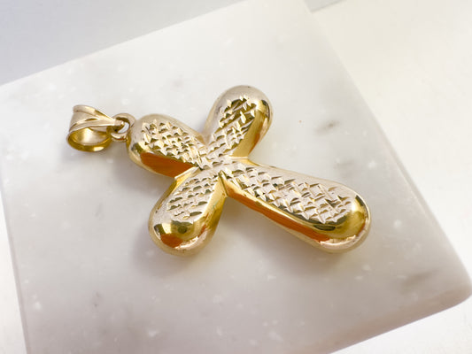 Puffed Ends Cross                         10K Yellow Gold