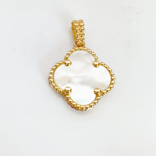 14k Yellow Gold Medium Clover Pendant - Mother Pearl