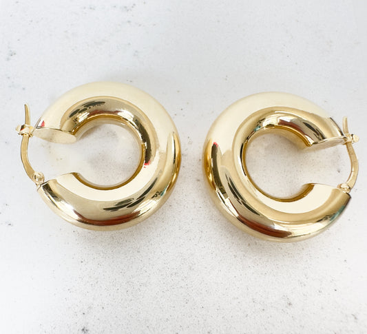 Chunky 14K Yellow Gold Hoops