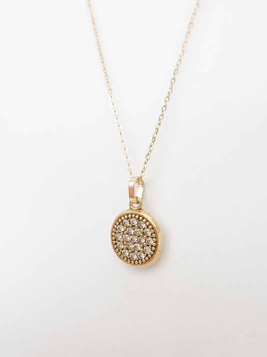 Micro-Pave Cubic Zirconia Circle Pendant Necklace In 10k Yellow Gold