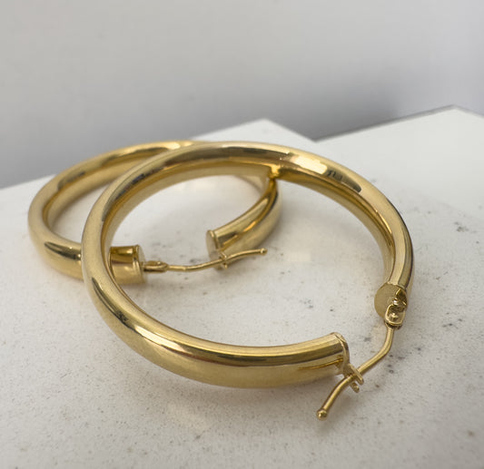 10K Solid Gold Executive Hoop Earrings