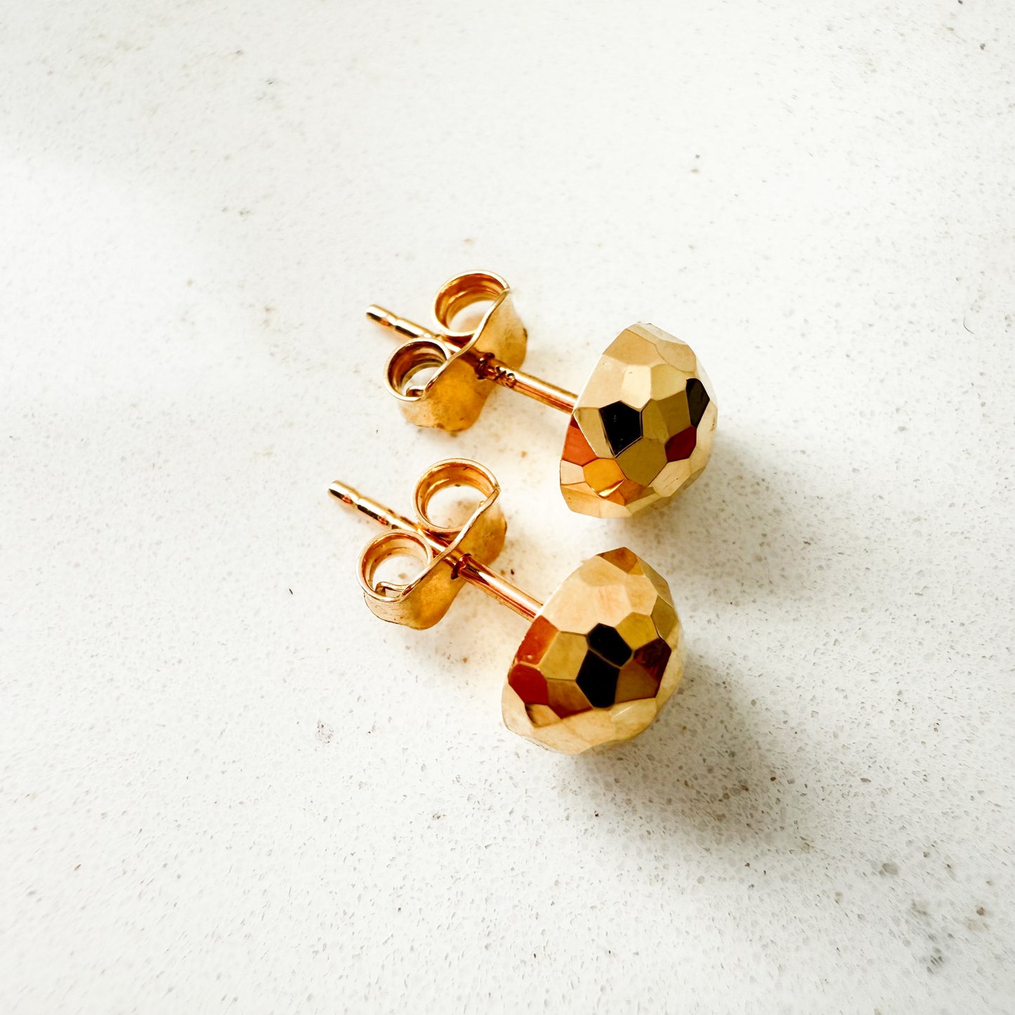 14K Yellow Gold Diamond-Cut Half Ball Stud Earrings