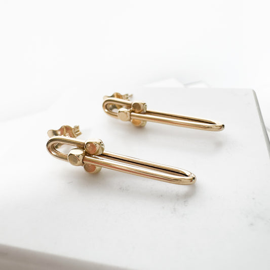14k Yellow Gold Stud Large "U" Bar Earrings