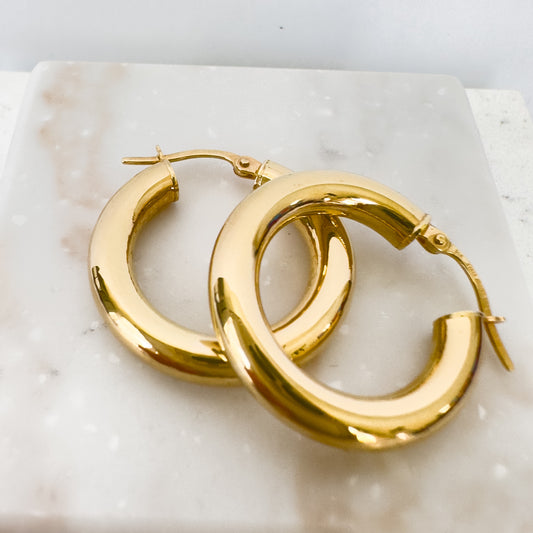 14K Perfect Chuncky Hoop Earrings Solid