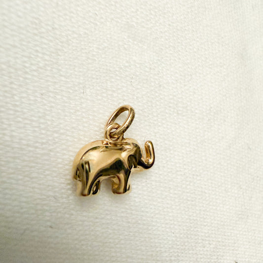 14k Yellow Gold Puff Elephant Charm