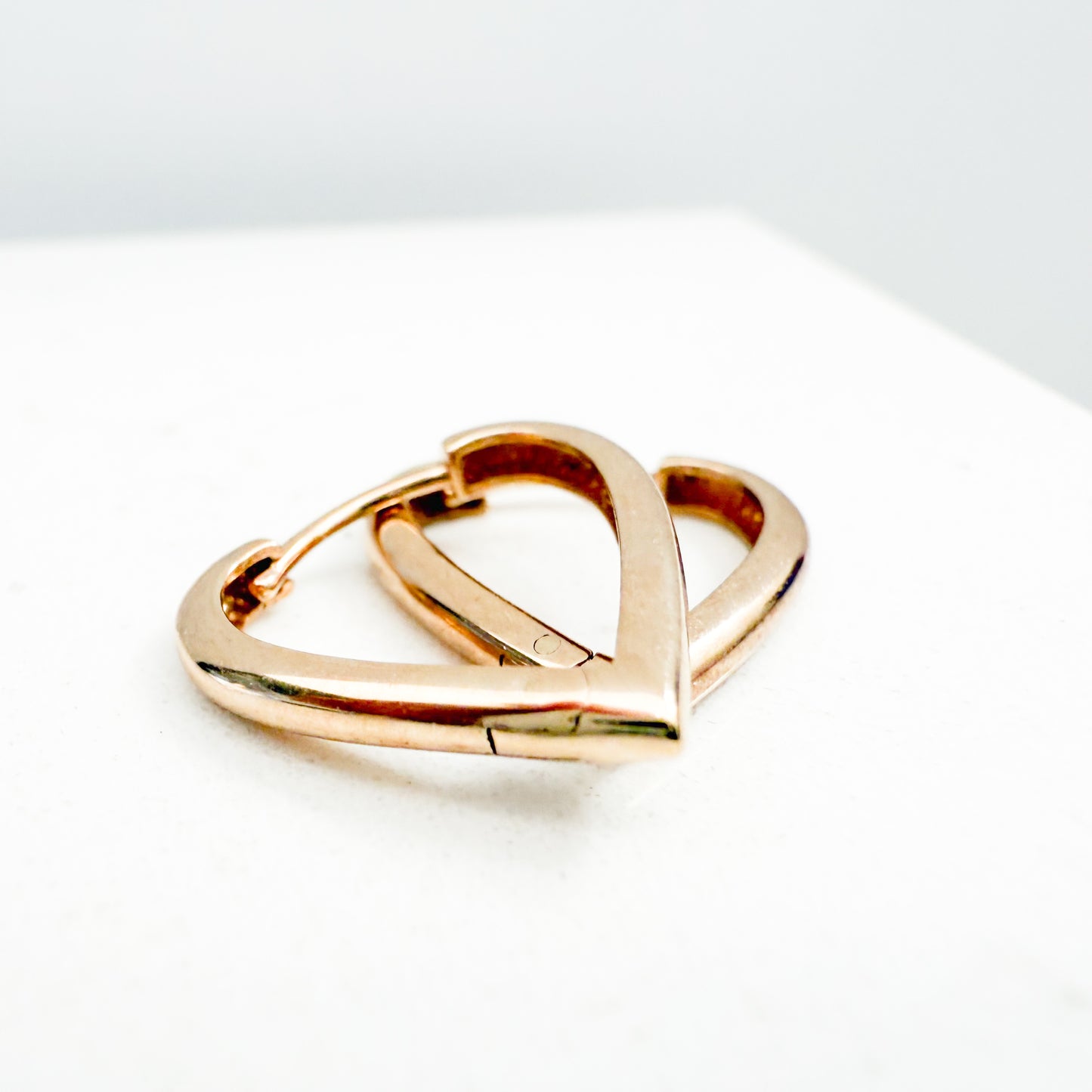 14k Yellow solid Gold Heart Hoops