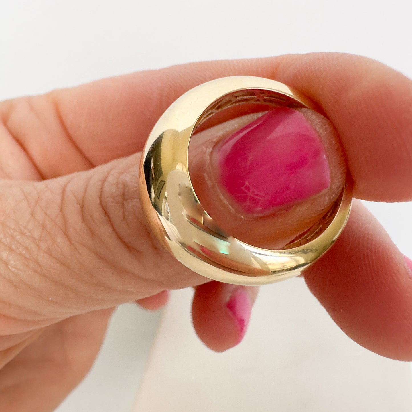 14k Solid Yellow Gold Dome Ring