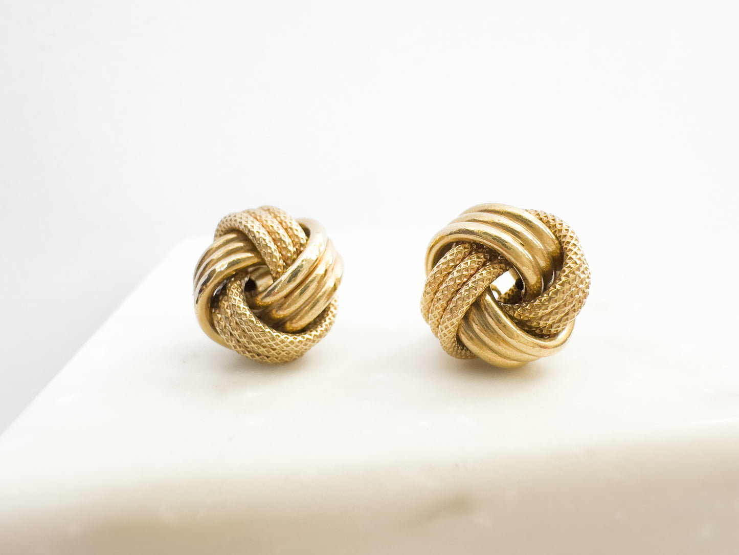 Love Knot Stud Earrings with Friction Backs 14K Yellow Gold