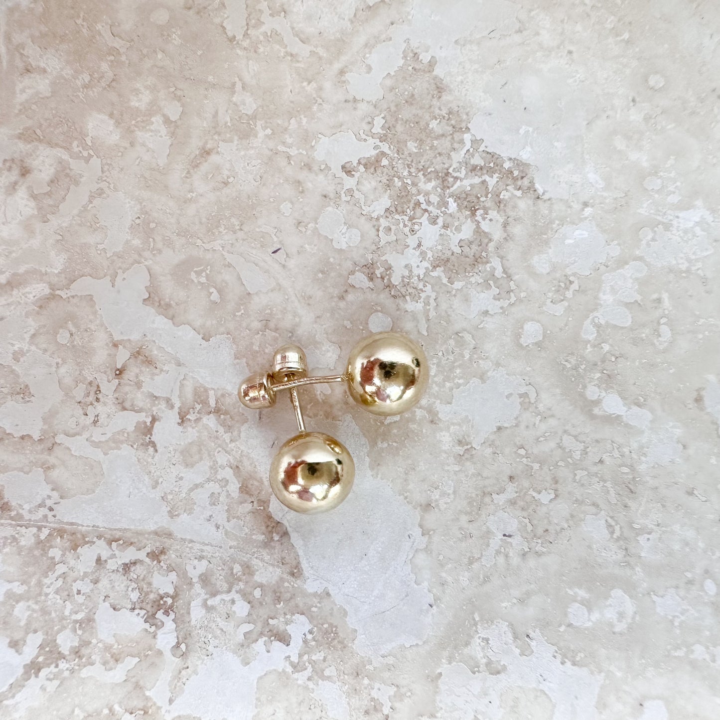 Yellow Gold Ball Earrings Stud 10k