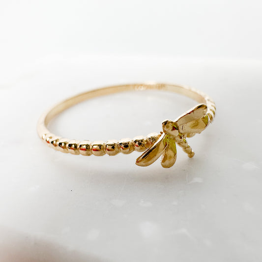 14K Gold Dragonfly Ring