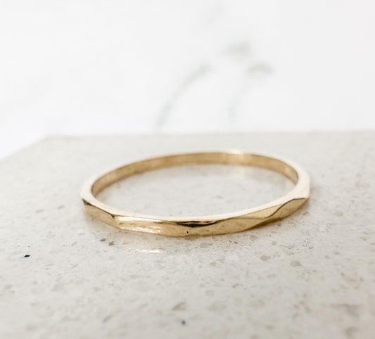 Textured Stackable Ring in 14k Yellow Gold