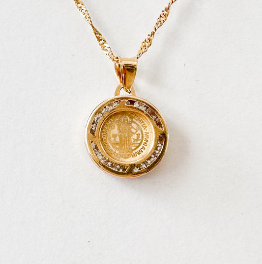 10K Solid Yellow Gold Saint Benedict Pendant