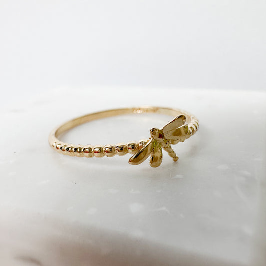 14K Gold Dragonfly Ring