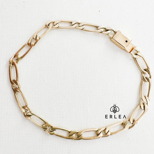 10K Solid Yellow Gold Figaro Chain Bracelet