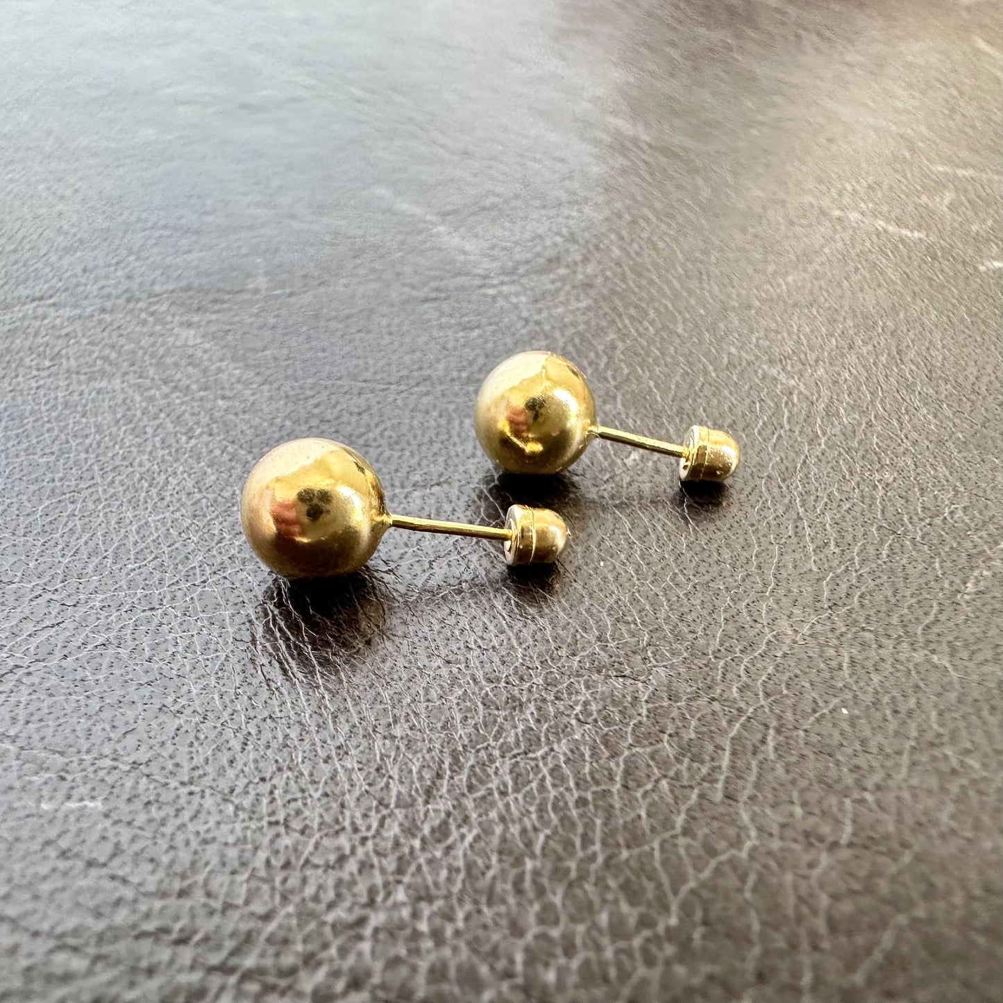 Yellow Gold Ball Earrings Stud 10k