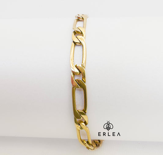 10K Solid Yellow Gold Figaro Chain Bracelet