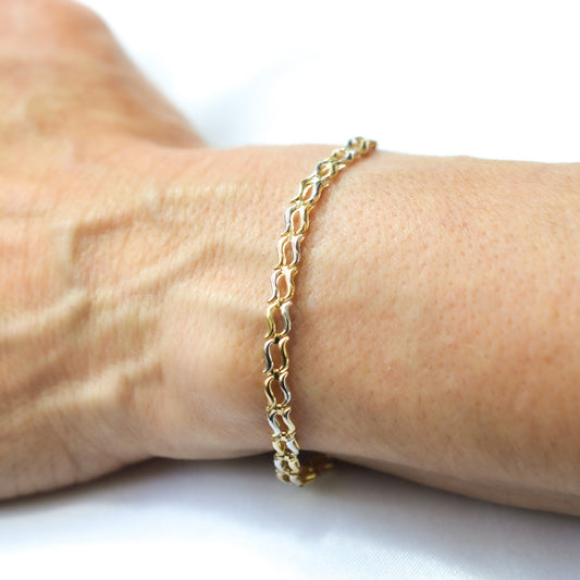 10K Solid Yellow and White Gold Bracelet