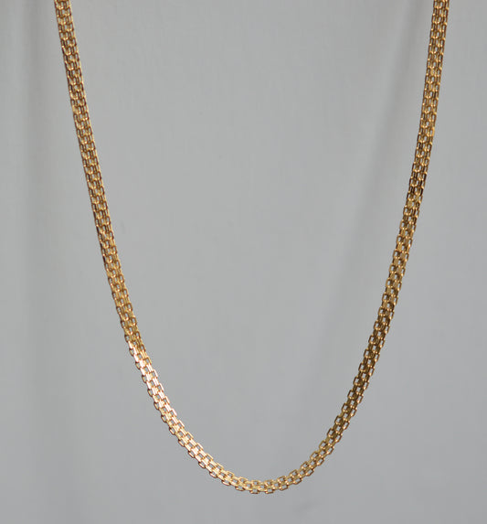 10K Solid Yellow Gold Herringbone Bismarck Necklace