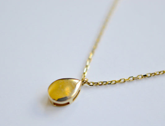 10K Solid Yellow Gold Link Chain Necklace With Drop Pendant