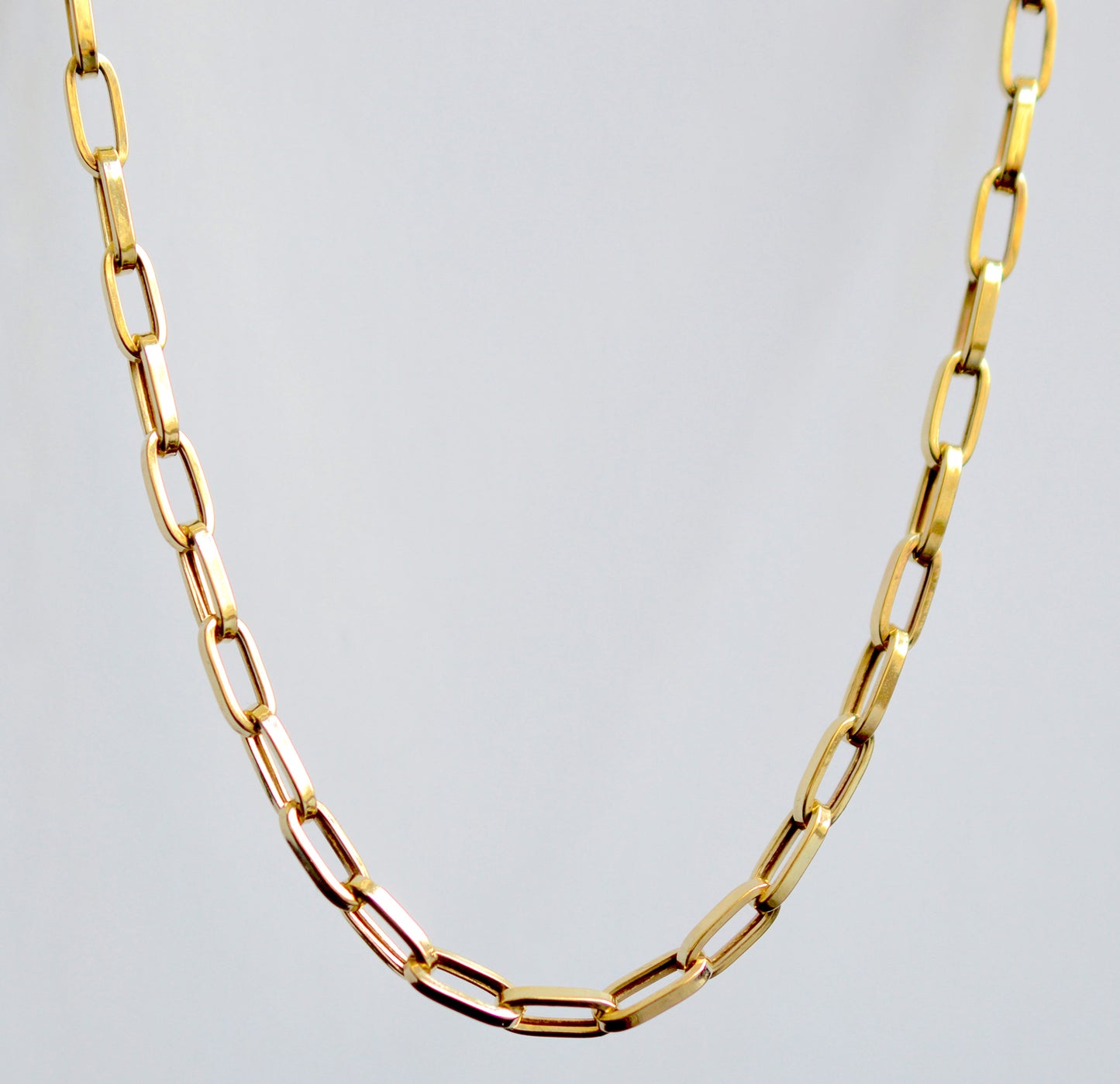 10K Solid Yellow Gold Paper Clip Link Chain