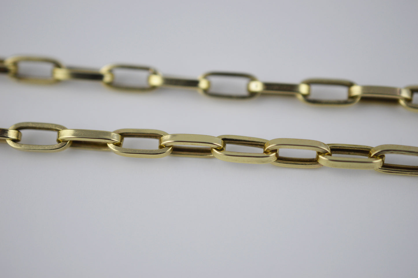 10K Solid Yellow Gold Paper Clip Link Chain