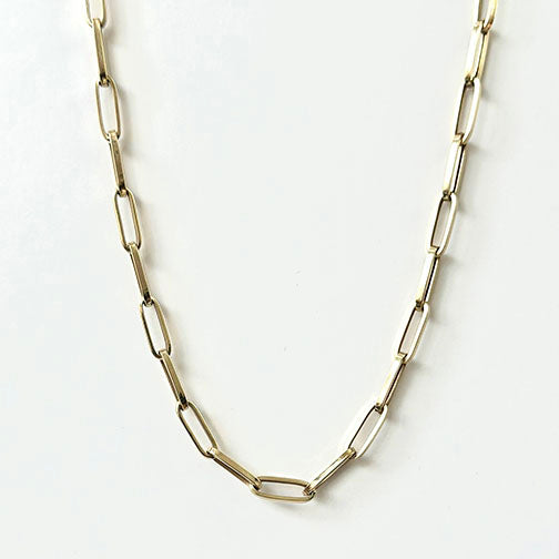 10K Solid Yellow Gold Paper Long Clip Link Chain