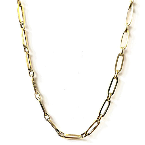 10K Solid Yellow Gold Paper doble Clip Link Chain