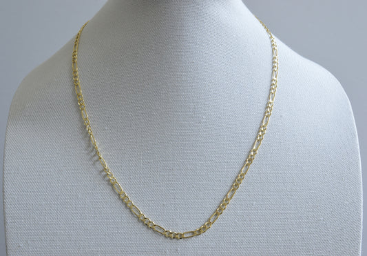 10K Solid Yellow Gold Figaro Chain