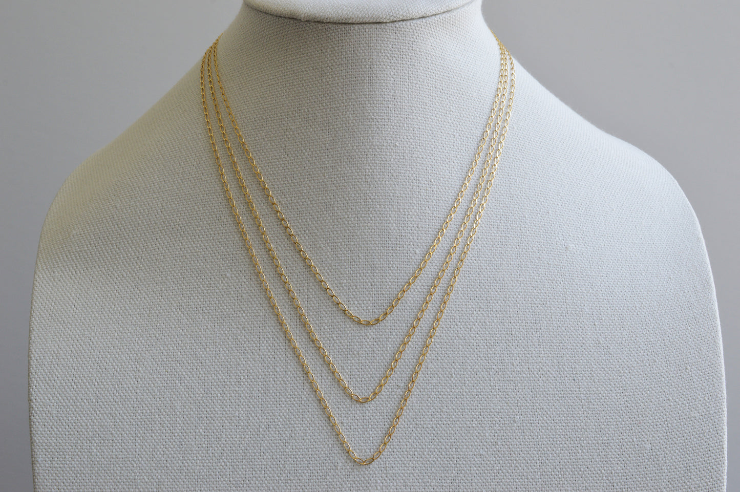 10K Solid Yellow Gold Open Link Chain Necklace