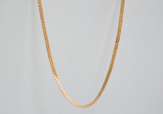 14K Solid Yellow Gold Herringbone Bismarck Chain Necklace