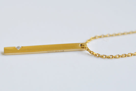 14K Solid Yellow Gold Polished Bar Necklace