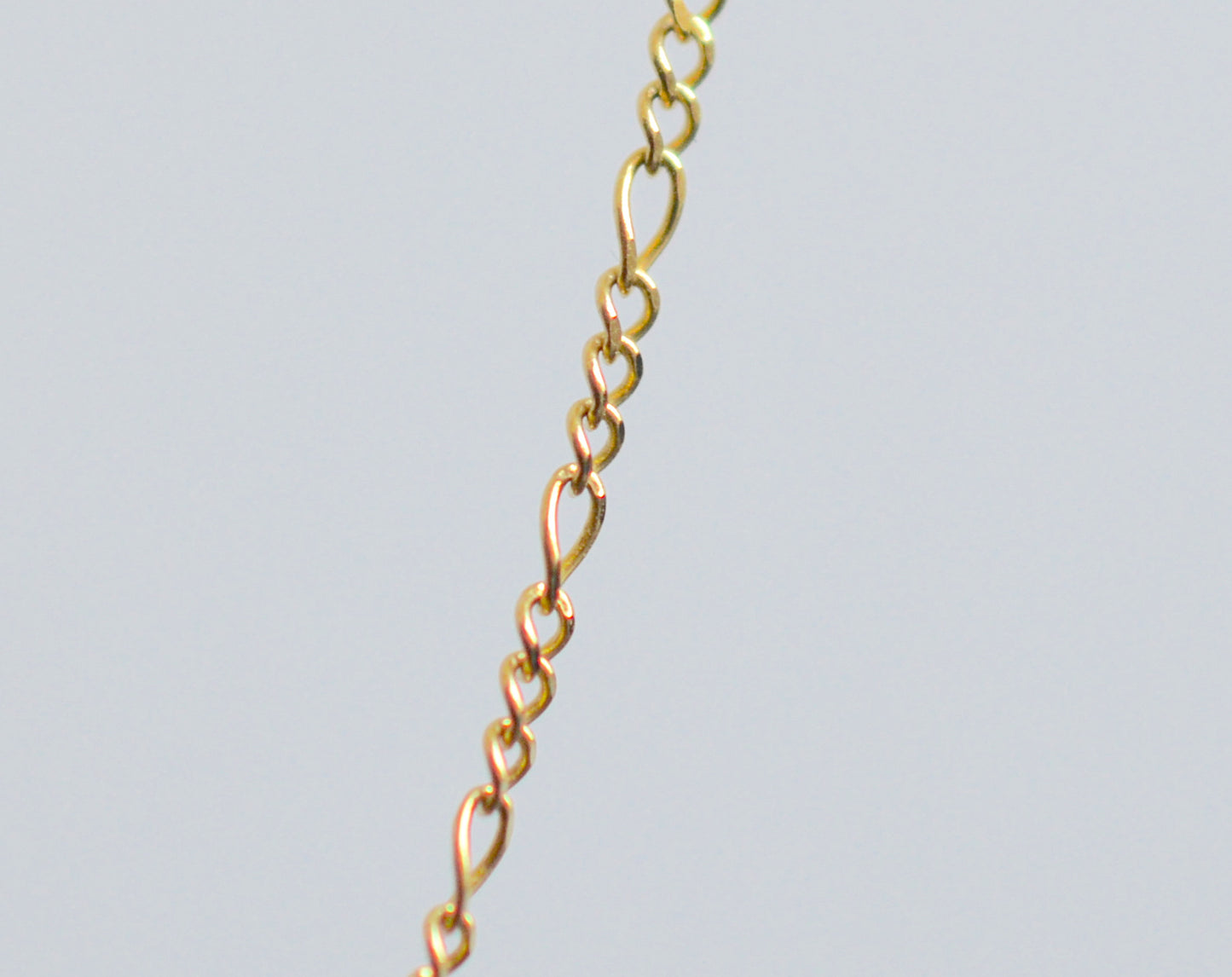 10K Solid Yellow Gold Micro Figaro Chain Necklace