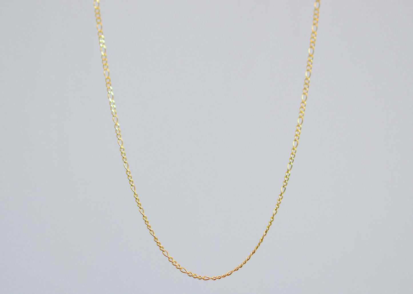 10K Solid Yellow Gold Micro Figaro Chain Necklace