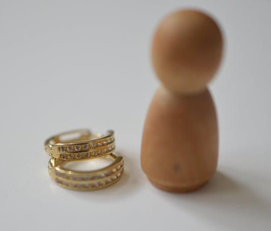 10K Solid Yellow Gold Huggie Earring