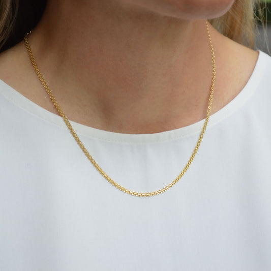 10K Solid Yellow Gold Herringbone Bismarck Necklace