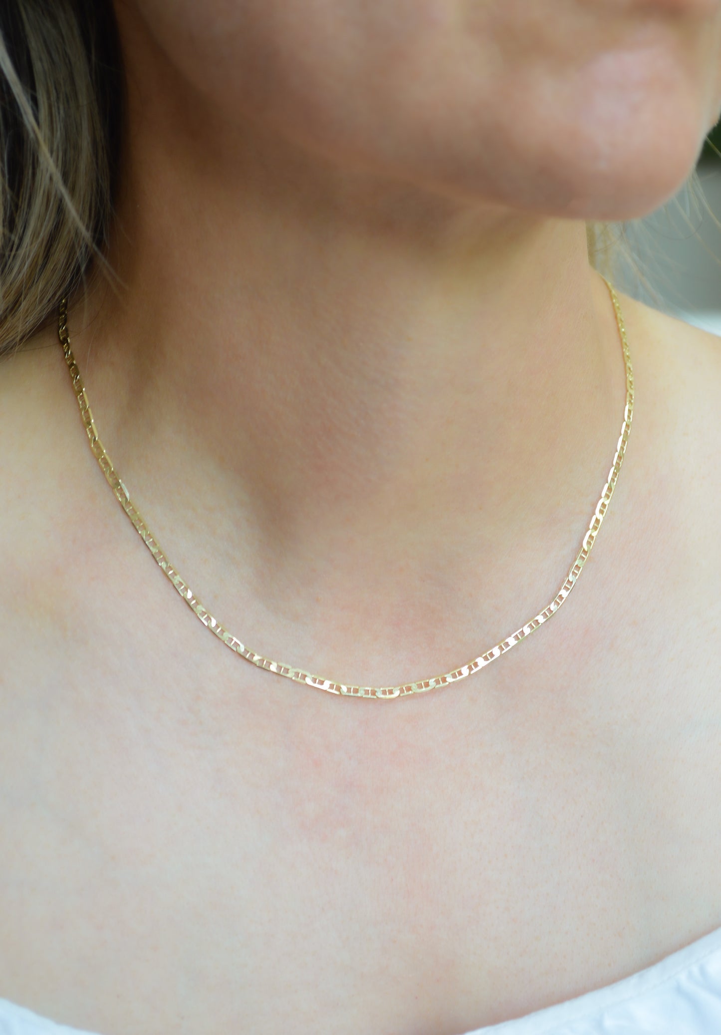 10K Solid Yellow Gold Mariner Chain Necklace