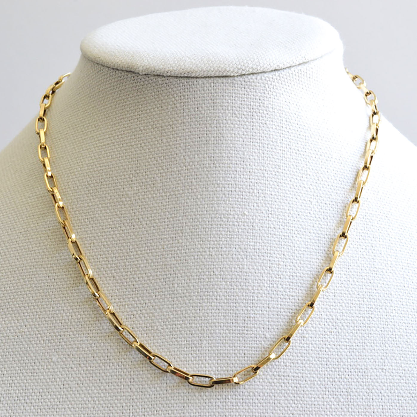 10K Solid Yellow Gold Paper Clip Link Chain