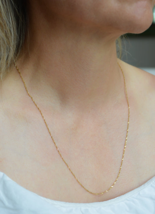 10K Solid Yellow Gold Mini Rope Chain Necklace